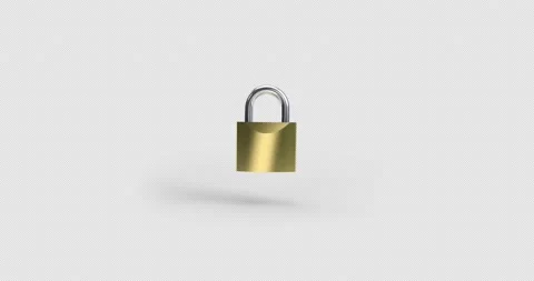 Pad lock 3d animation icon and symbol alpha channel transparent Stock Footage 236728421