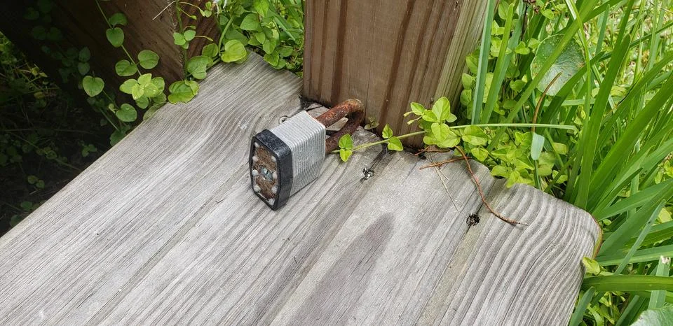 Pad Lock Guarding Steps Stock Photos