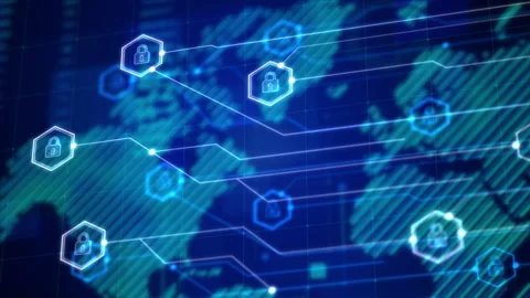 Pad lock HUD technology abstract background Stock Footage 304204135