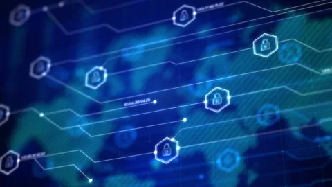 Pad lock HUD technology abstract background Stock Footage 305311758