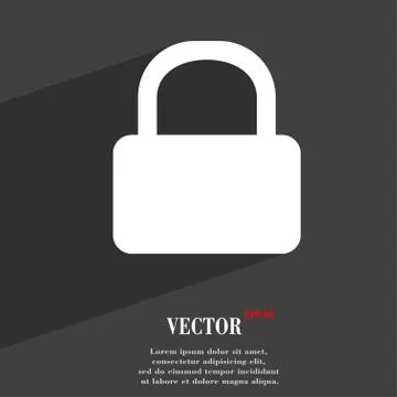 Pad Lock  icon symbol Flat modern web design with long shadow and space for y Stock Illustration