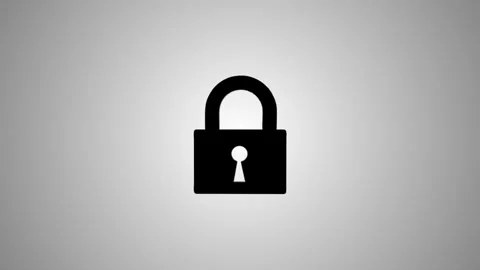 A pad lock rotating in the middle of a gray background before becoming comp.. Stockbeeldmateriaal 346491263