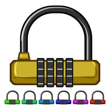 Pad luggage lock cartoon vector graphic Illustrazione stock