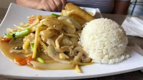 Pad Thai and Vegetable Delight Thai Food Stock Footage 295569857