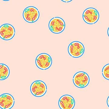 Pad thai cuisine vector seamless pattern Stock Illustration