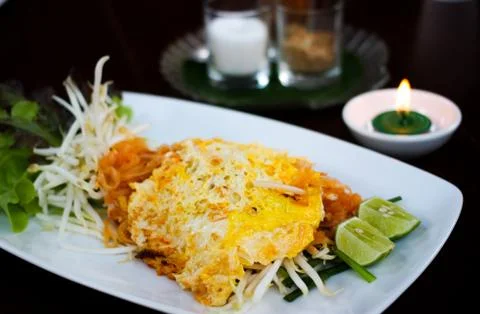 Pad thai Stockfoto's