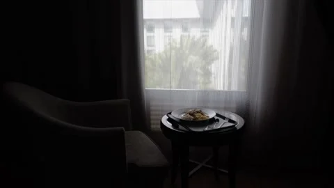 Pad thai on the table in the room overlooking Thai temple Stock-Footage 168799488
