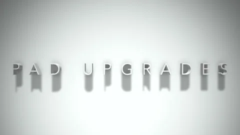 Pad upgrades  3D title animation white text on a white background Stock Footage 299637144