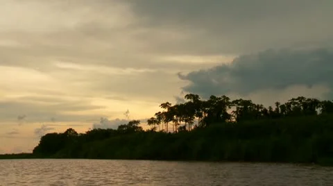 Paddeling On Amazon River In Sunset Stock Footage 10798669