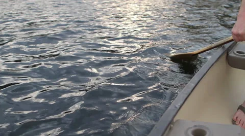 Paddeling a canoe Stock Footage 37625032
