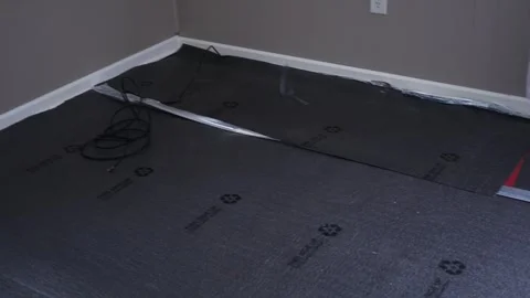 Padding for Carpet of Floating Floor in Bedroom Video stock 331897468