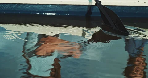 Paddle and reflection of two women in water Stock Footage 221318962