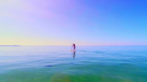 Paddle Board on Australian Ocean Stock Footage 138067627
