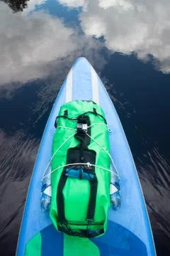 Paddle Board close-up, reflection of the sky in the water, Stock Photos