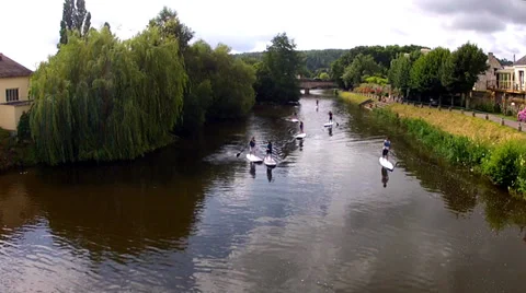 Paddle board down river Stock Footage 34398522