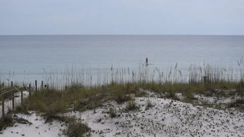Paddle boarder at beach Stock Footage 149054950