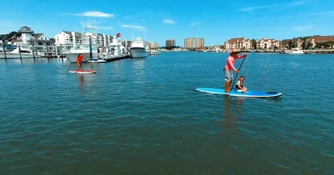 Paddle Boarders 03 Stock Footage 80234979