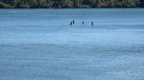 Paddle Boarders on the Niagara River. Stock Footage 41610965