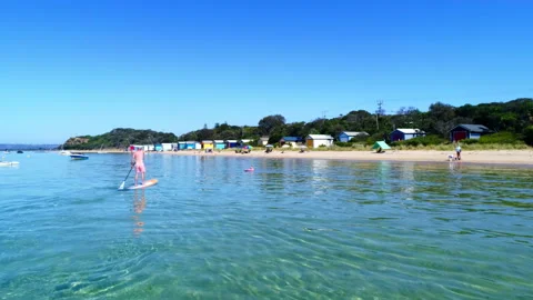 Paddle Boarding on Pristine Australian Ocean Stock Footage 138037210