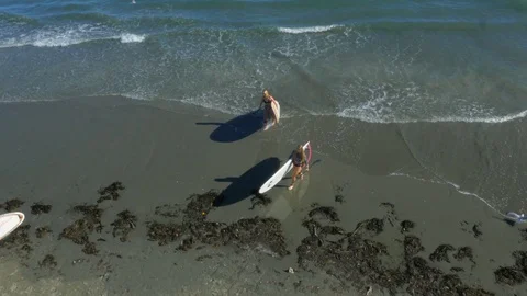 Paddle boards on Beach (Drone) Stock Footage 86667432