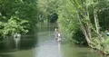 Paddle boat and water sport summer fun on river Oker in Braunschweig (Brunswick) 4k or 4k+ Resolution