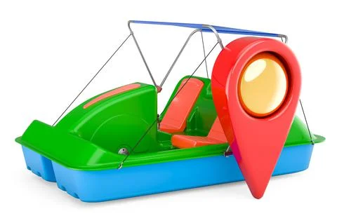Paddle boat with map pointer, 3D rendering Illustrazione stock