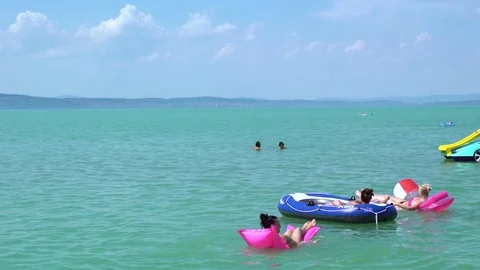 Paddle boat with slide Stock Footage
