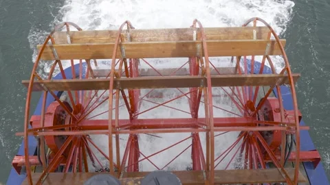 Paddle Boat Wheel Slow Motion Video Stock Footage 266971587