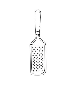 Paddle Grater with Grip Handle. Hand-drawn kitchen tool. Isolated vector il.. Stock Illustration