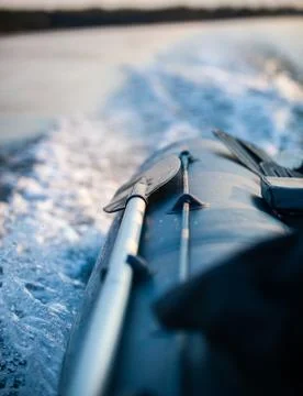 Paddle on the side of a boat Stock Photos