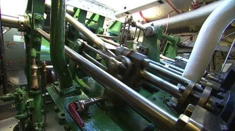 Paddle Steamer Engine Room Pistons Video stock 8826013