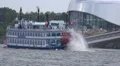 Paddle steamer Louisiana Star close up on boat trip round the Hamburg harbour HD Footage
