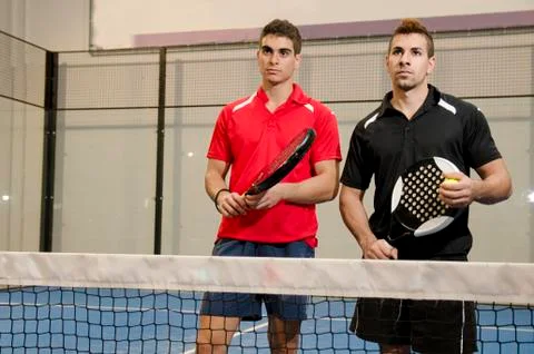 Paddle tennis copule Stock Photos
