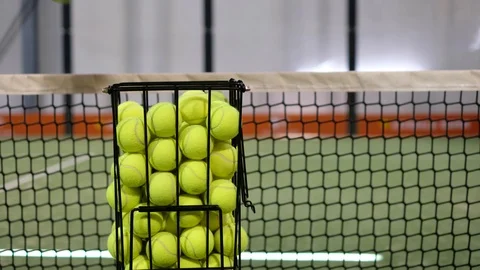 Paddle training class, one hand takes baskets from the balls and throws them  Stock Footage 122381532