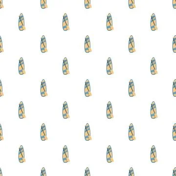 Paddleboard and paddle repeating pattern on white background Illustrazione stock
