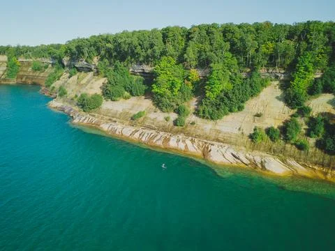 Paddleboard &amp; Pictured Rocks Stock Photos