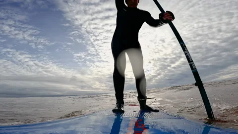 Paddleboard SUP surfing on a wave 스톡 동영상 169249855