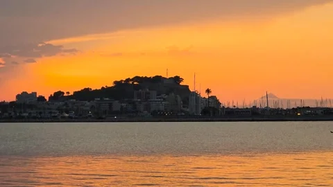 Paddleboarders at Solar Eclipse Sunset 2026 Time Lapse Denia Spain Stock Footage 342278755