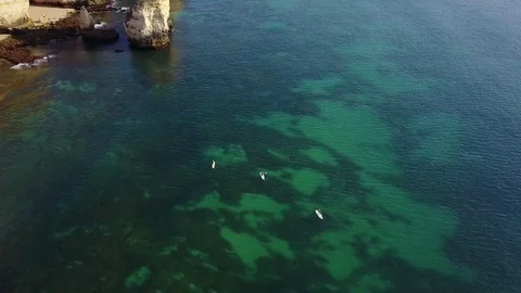 Paddleboarding in the ocean Stock Footage 80846367