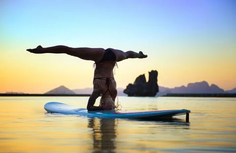 Paddleboarding at sunset, Philippines Stock Photos