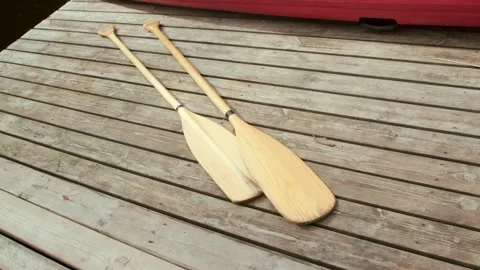 Paddles on a deck Stock Footage