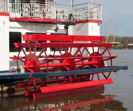 Paddlewheel on back of ship Stock Photos