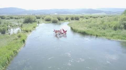 Paddling aboard a Hammocraft down a River IV Stock Footage 85625713