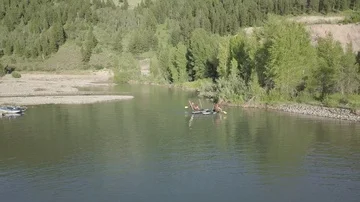 Paddling aboard a Hammocraft down a River V Stock Footage 85625836