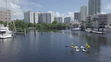 Paddling aboard a Hammocraft in Miami Stock Footage 85625409