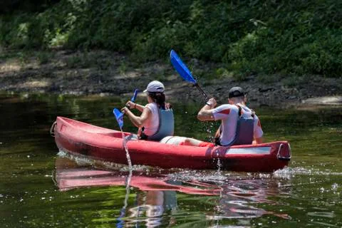 Paddling in canoeing. Stock Photos