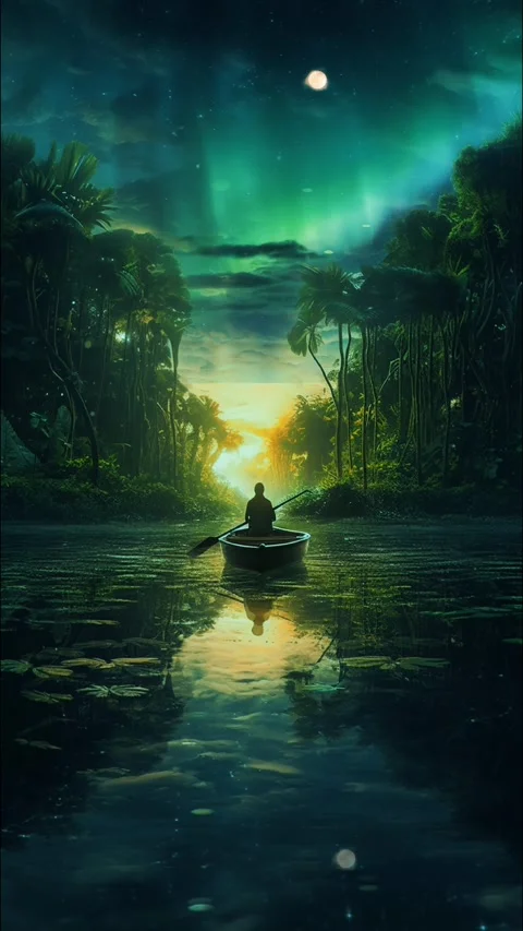 Paddling Down River at Sunset Stock Footage 243601164