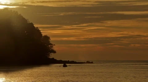 Paddling a Fishing Boat at Sunset Video stock 59798219