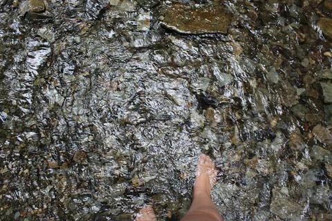 Paddling in a stream. Stock Photos