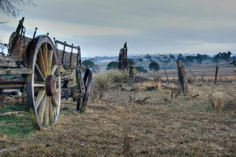 Paddock and old cart Stock Photos